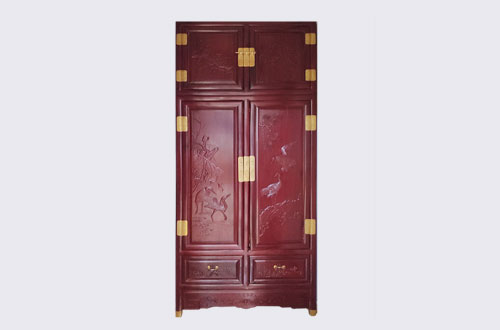 莞城街道高端中式家居装修深红色纯实木衣柜